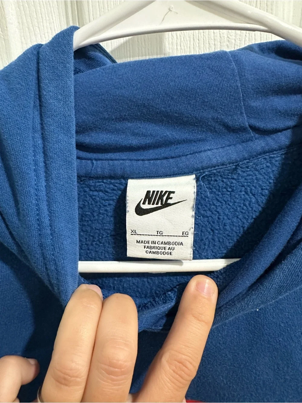 Nike Blue Crewneck Hoodie with Red Swoosh AIR Logo Youth XL